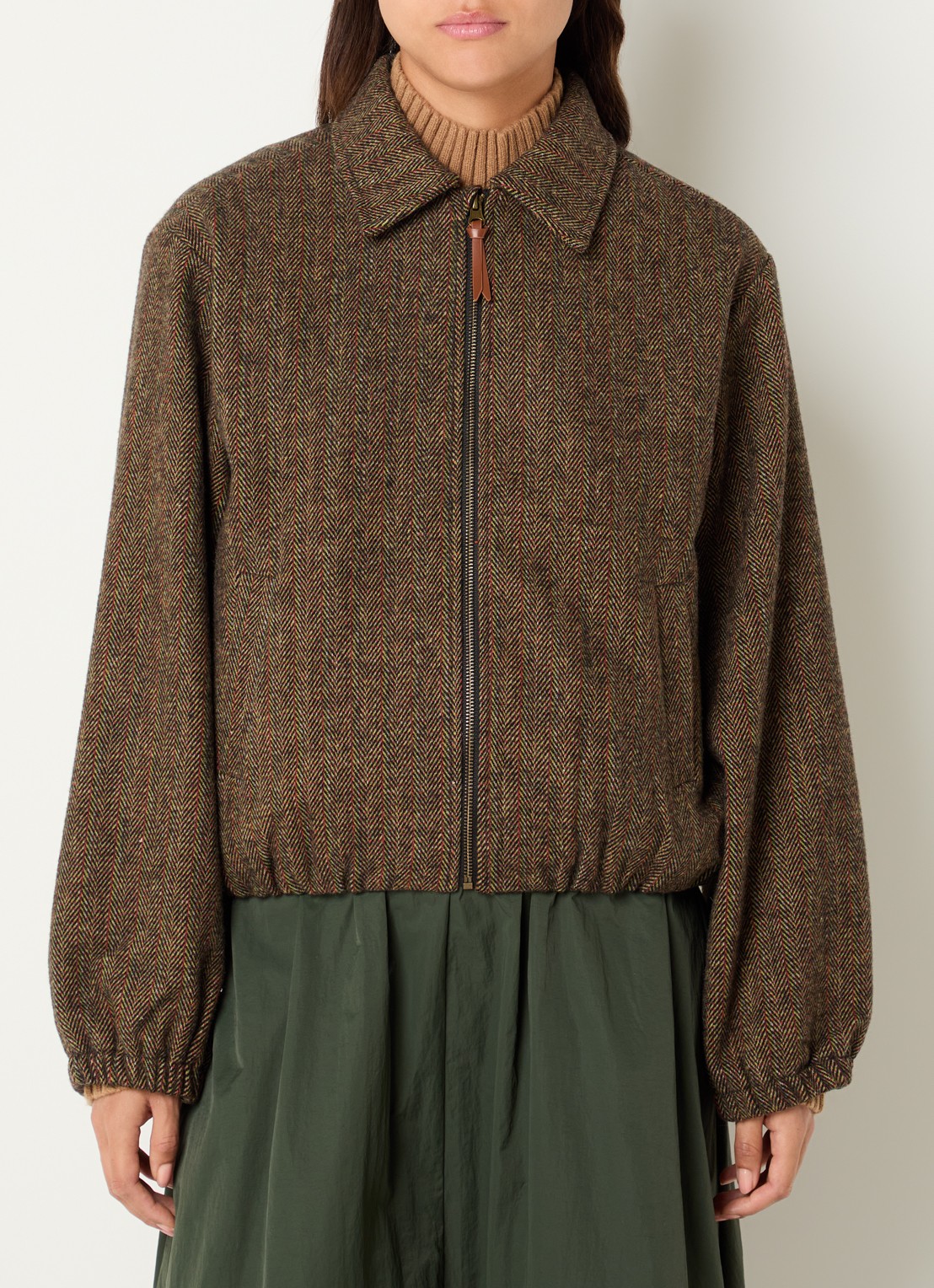 Josephine & Co Camelia jack in wolblend met ruitdessin - detail bruin