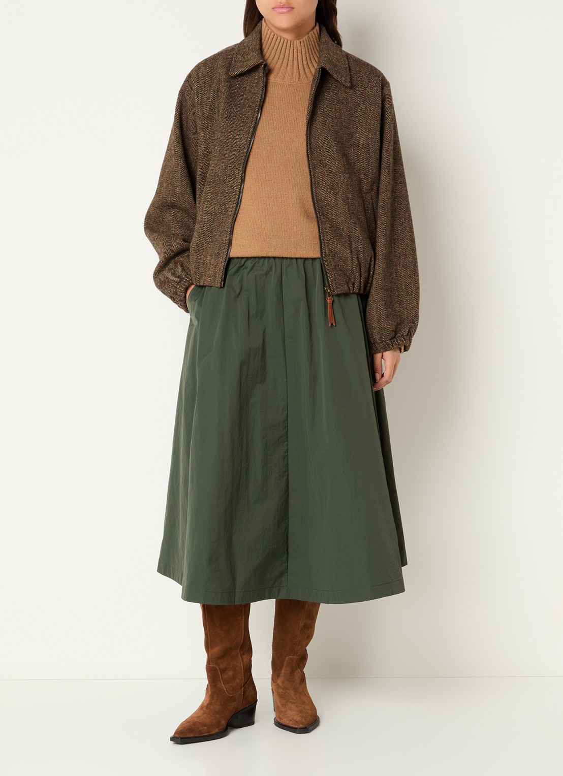 Josephine & Co Camelia jack in wolblend met ruitdessin - voorkant 3 bruin