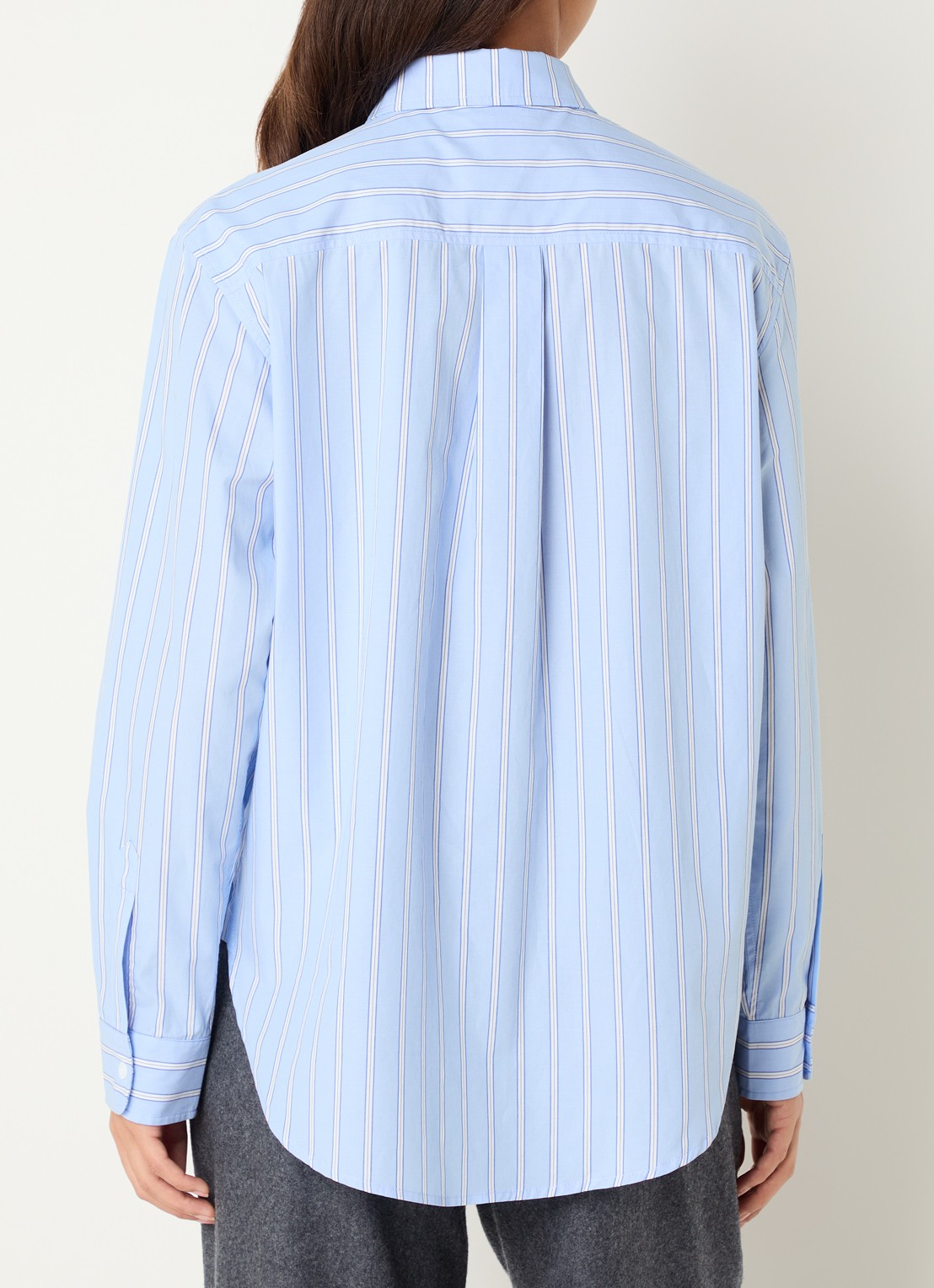 Josephine & Co Cass longline blouse met streepprint - achterkant lichtblauw