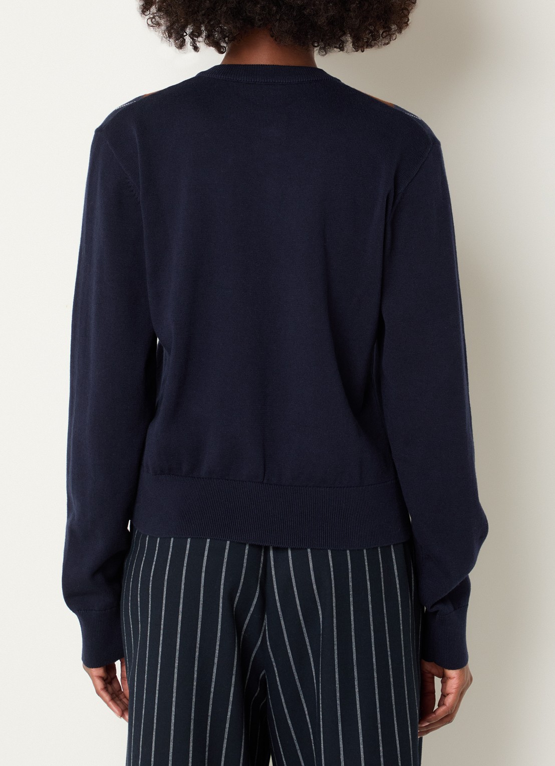 Josephine & Co Chad fijngebreid vest met ruitdessin - achterkant 4 donkerblauw