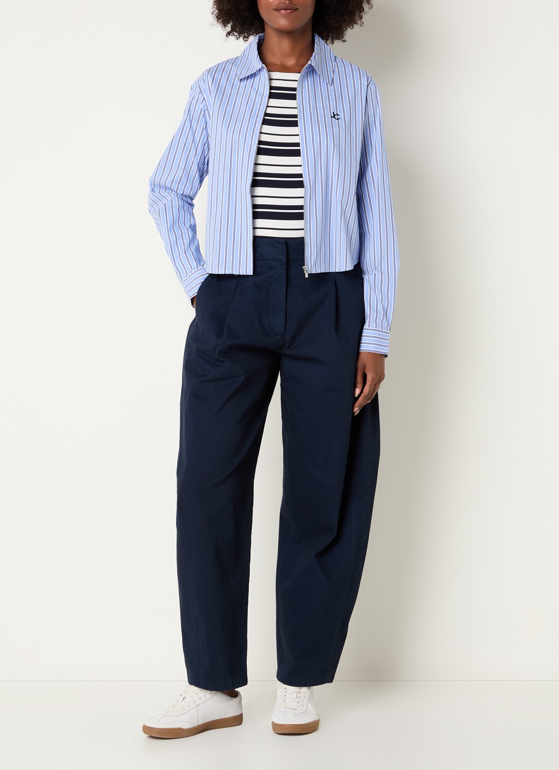 Josephine & Co Clinton high waist balloon fit chino met steekzakken - voorkant 4 donkerblauw