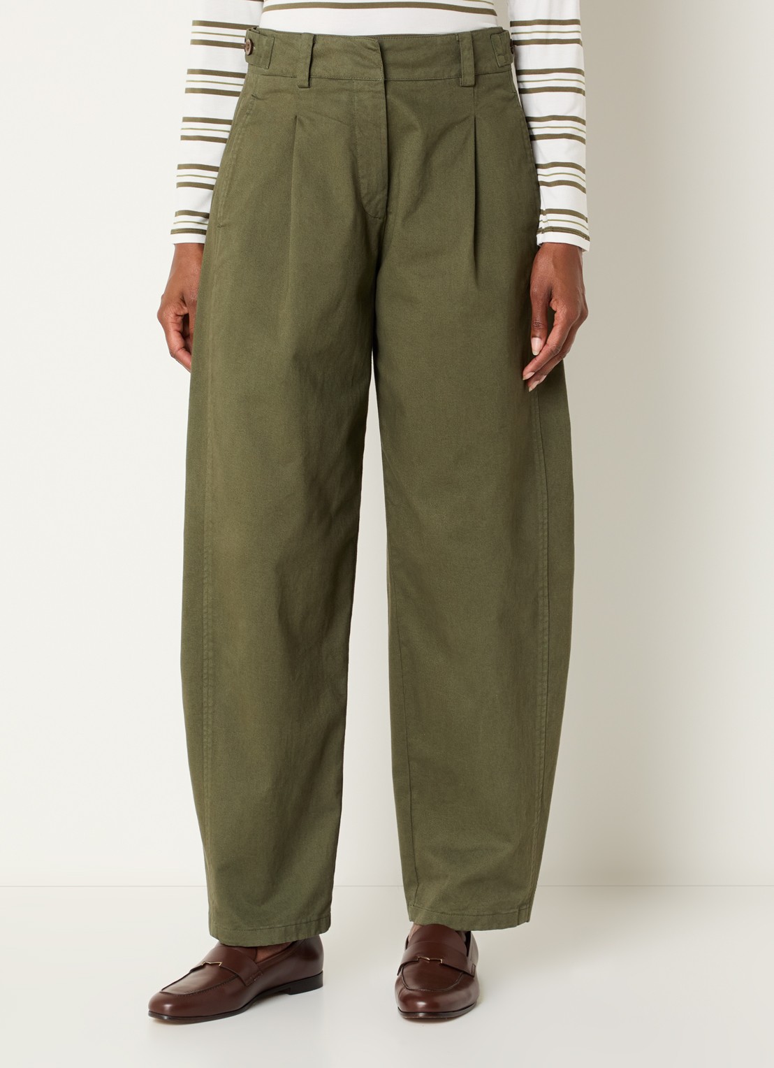Josephine & Co Clinton high waist balloon fit chino met steekzakken - detail mosgroen