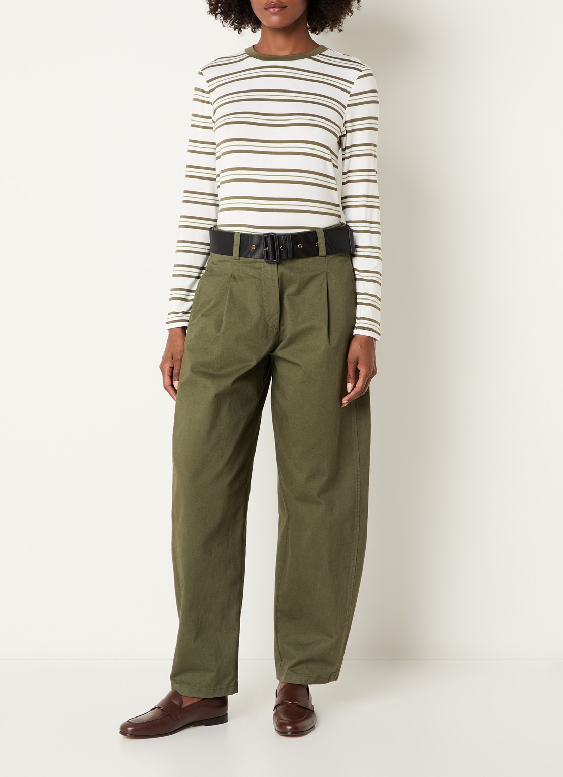 Josephine & Co Clinton high waist balloon fit chino met steekzakken - voorkant 4 mosgroen