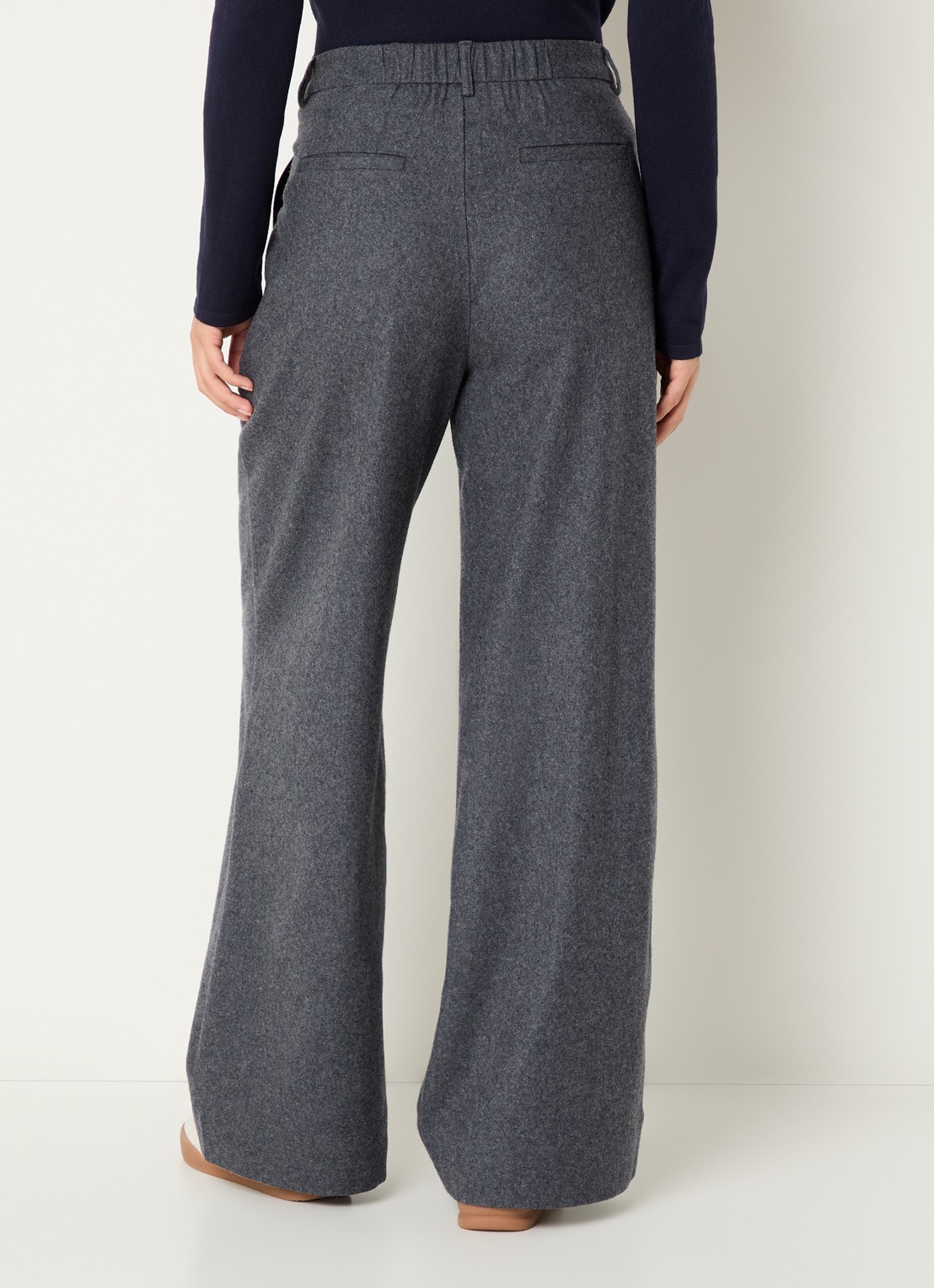 Josephine & Co Clio high waist loose fit pantalon met gemêleerd dessin - achterkant 4 antraciet