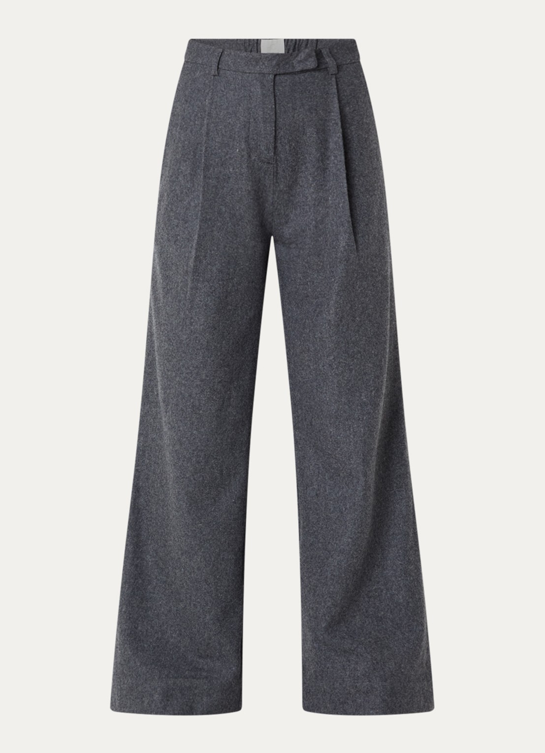 Josephine & Co Clio high waist loose fit pantalon met gemêleerd dessin - voorkant 2 antraciet