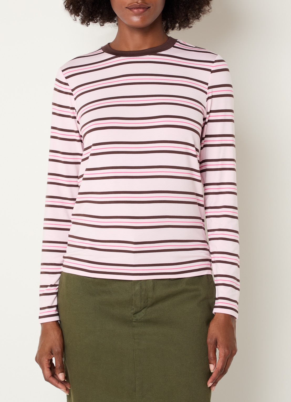 Josephine & Co Cosimo longsleeve met streepprint - detail lichtroze