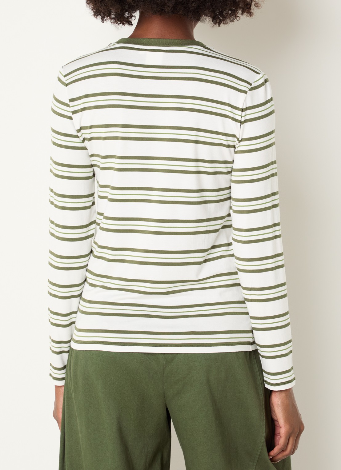 Josephine & Co Cosimo longsleeve met streepprint - achterkant 2 mosgroen