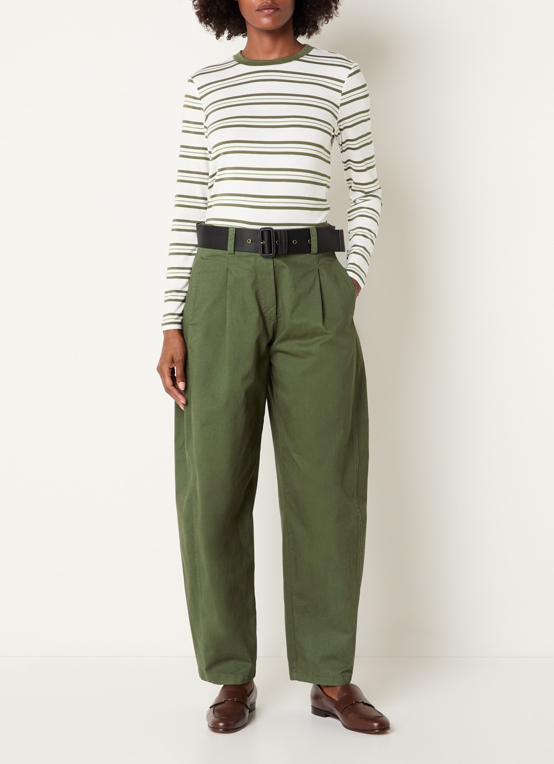 Josephine & Co Cosimo longsleeve met streepprint - voorkant 4 mosgroen