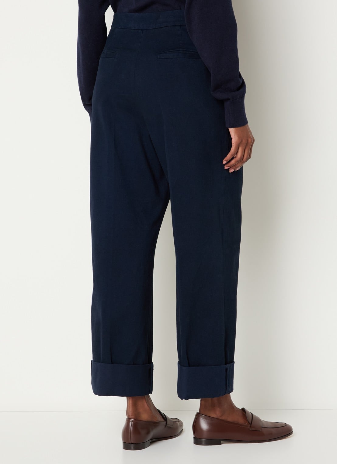Josephine & Co Courtney high waist cropped loose fit chino met steekzakken - achterkant 4 donkerblauw