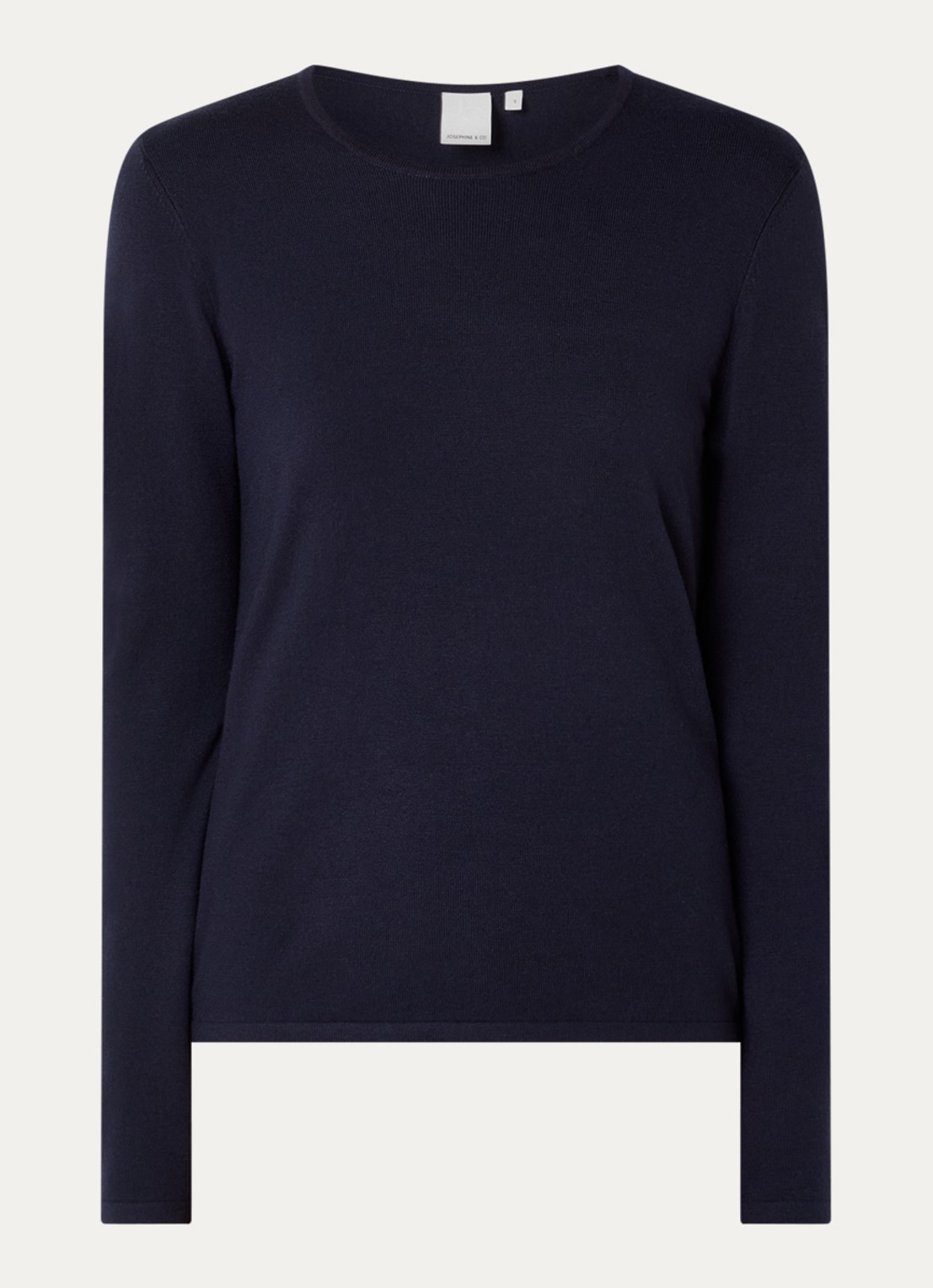 Josephine & Co Cristal fijngebreide pullover in wolblend - voorkant 2 donkerblauw