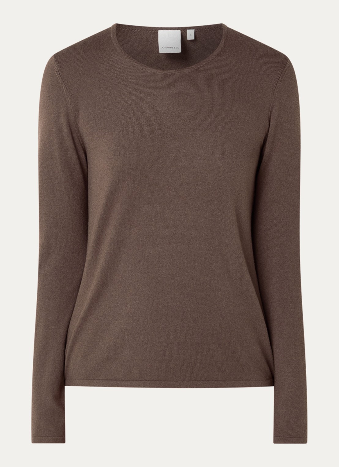 Josephine & Co Cristal fijngebreide pullover in wolblend - voorkant bruin