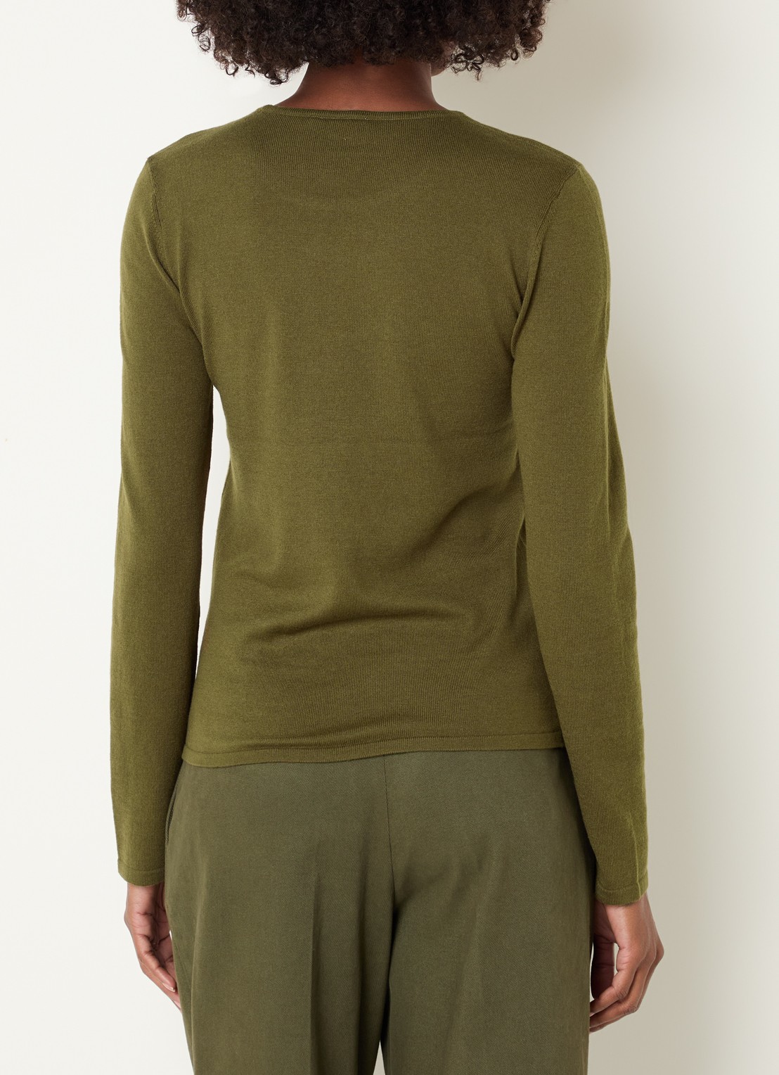 Josephine & Co Cristal fijngebreide pullover in wolblend - achterkant 2 mosgroen