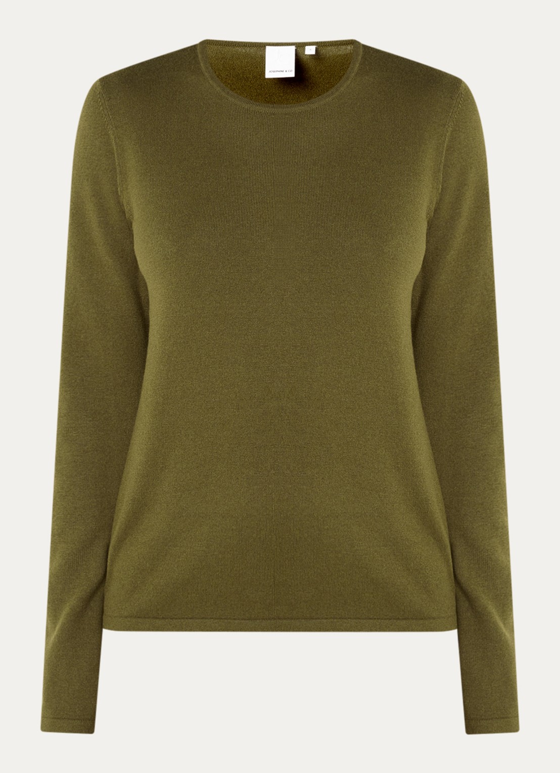 Josephine & Co Cristal fijngebreide pullover in wolblend - voorkant 3 mosgroen