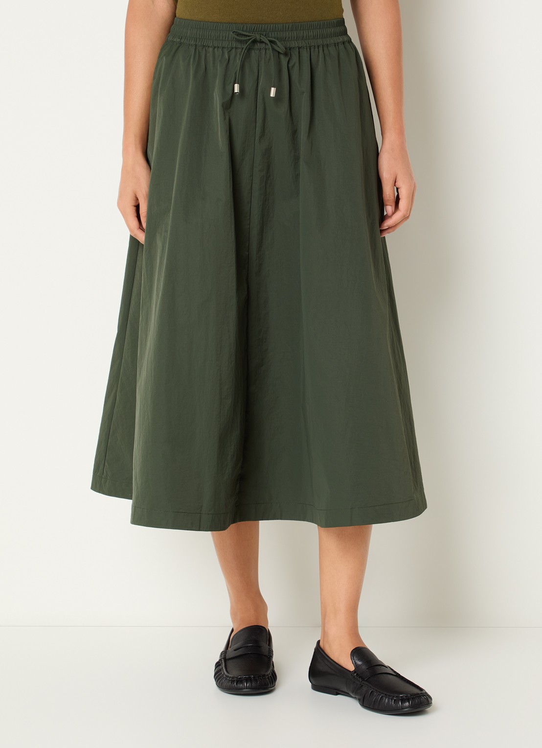Josephine & Co Cullen midi rok met trekkoord - detail 4 legergroen