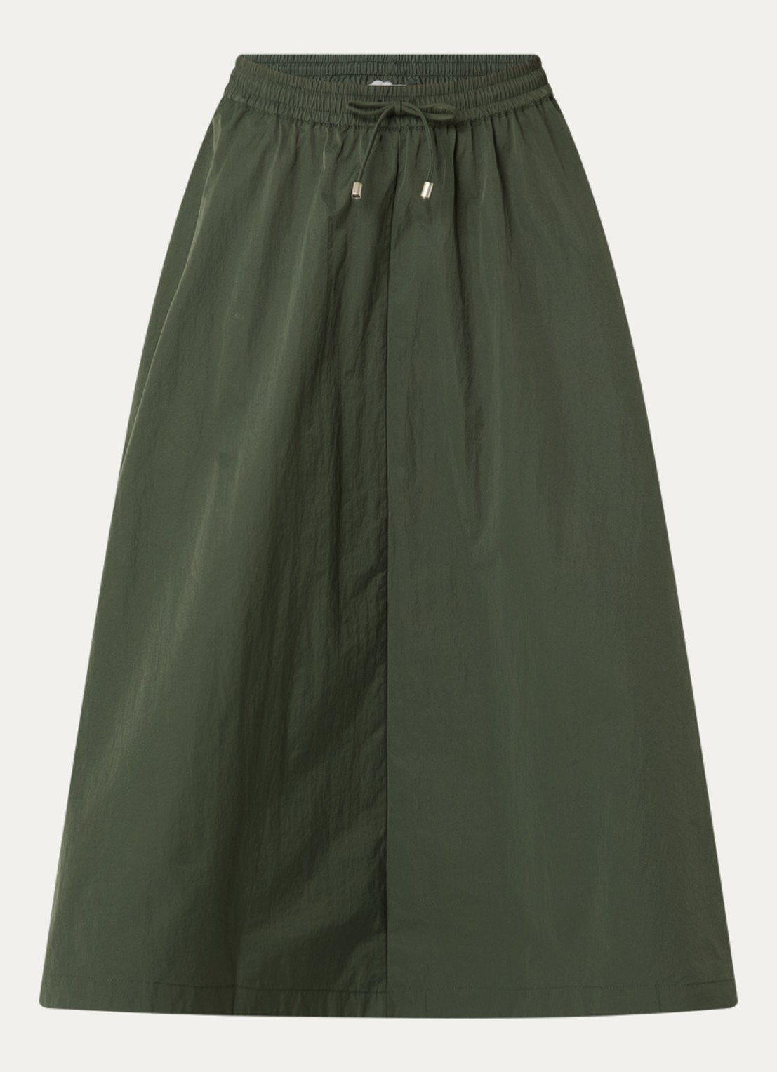 Josephine & Co Cullen midi rok met trekkoord - voorkant 2 legergroen