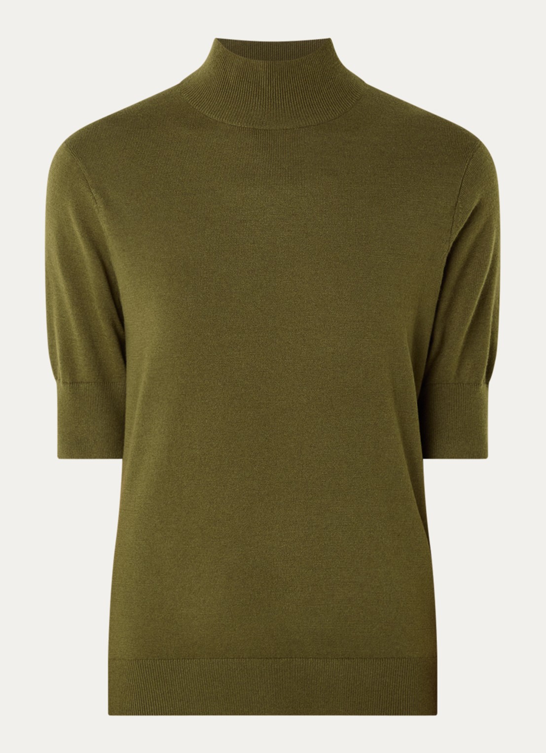 Josephine & Co Cybele fijngebreide pullover in wolblend - voorkant 2 legergroen