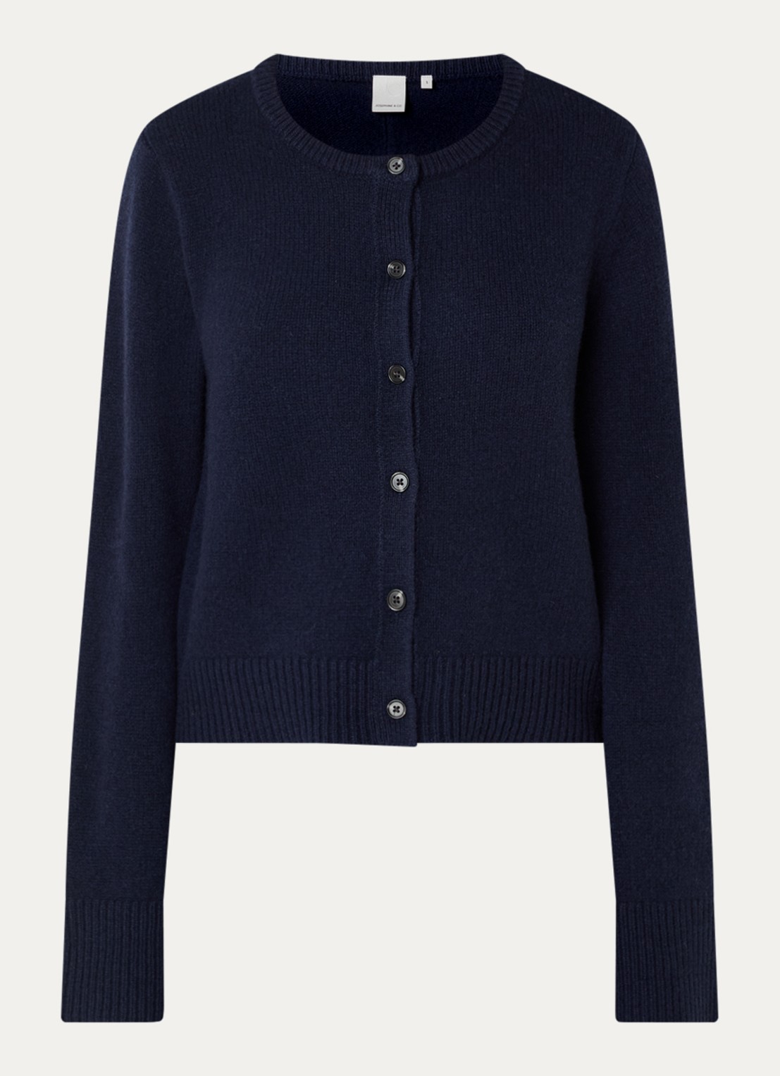 Josephine & Co Cyndi fijngebreid vest met ronde hals - voorkant 2 donkerblauw