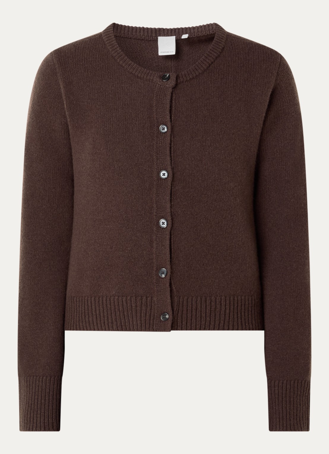Josephine & Co Cyndi fijngebreid vest met ronde hals - voorkant 2 bruin