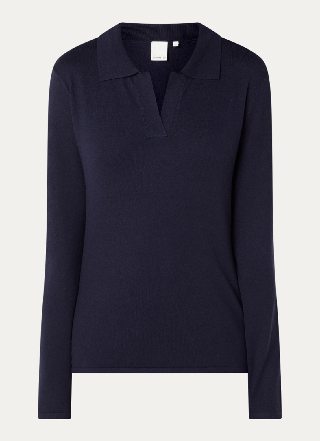 Josephine & Co Cyton fijngebreide pullover met polokraag - voorkant 2 donkerblauw