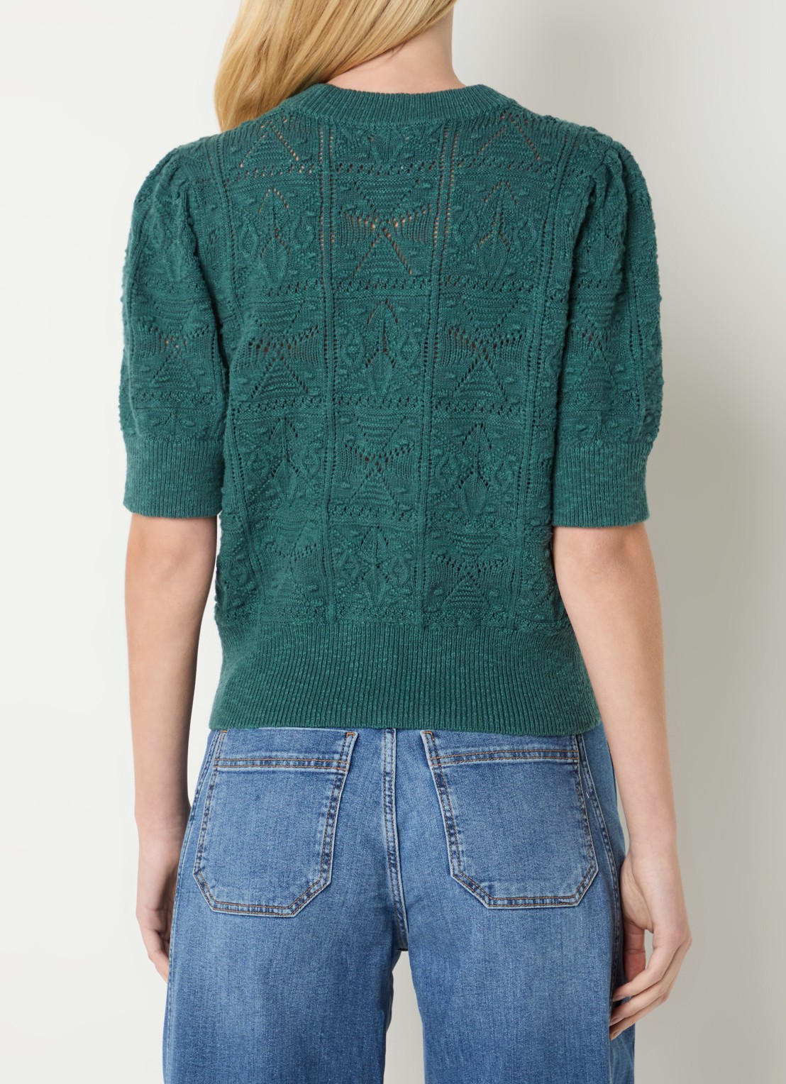 Josephine & Co Dieuwertje top met broderie - achterkant 3 donkergroen