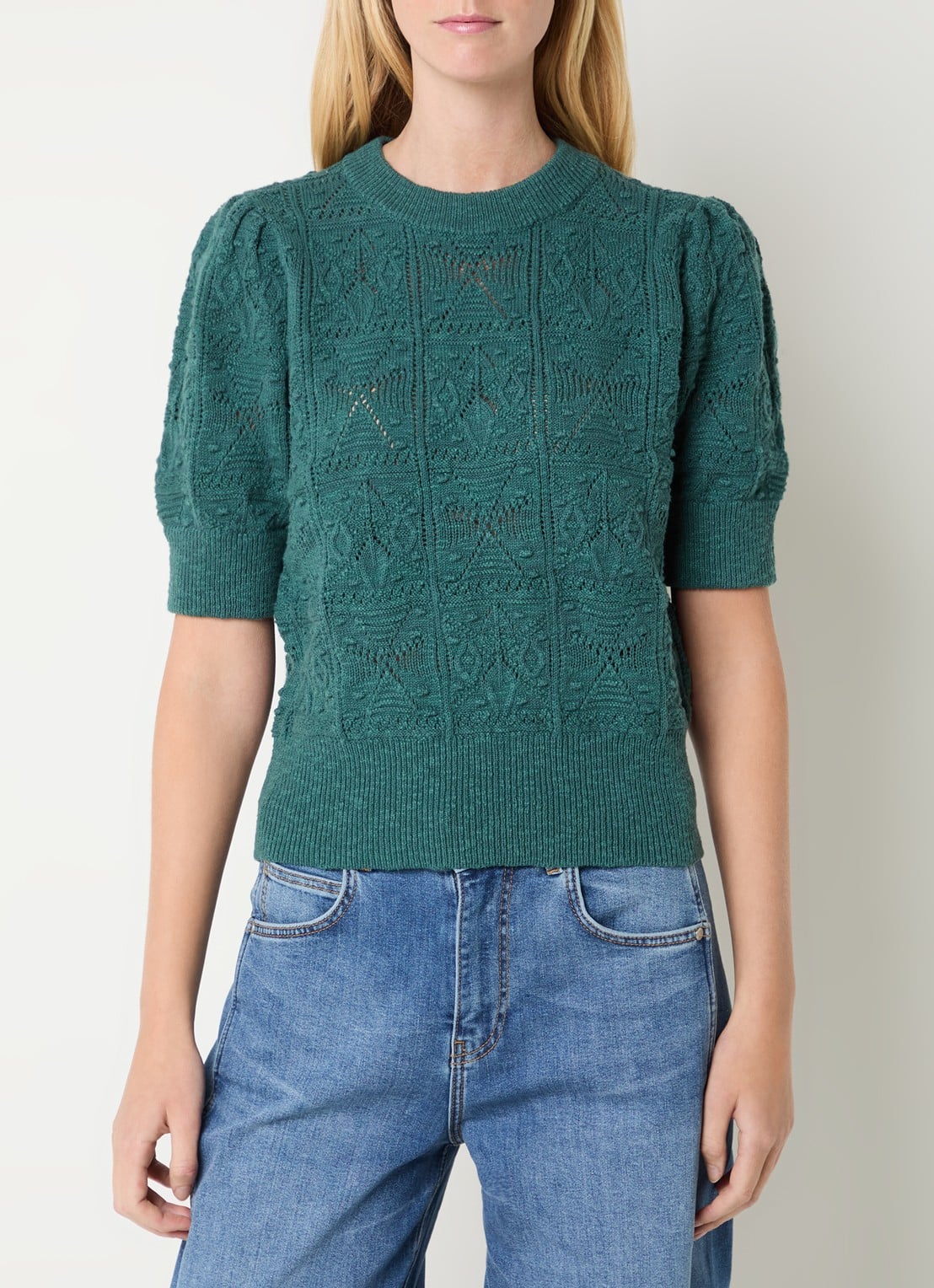 Josephine & Co Dieuwertje top met broderie - detail 4 donkergroen
