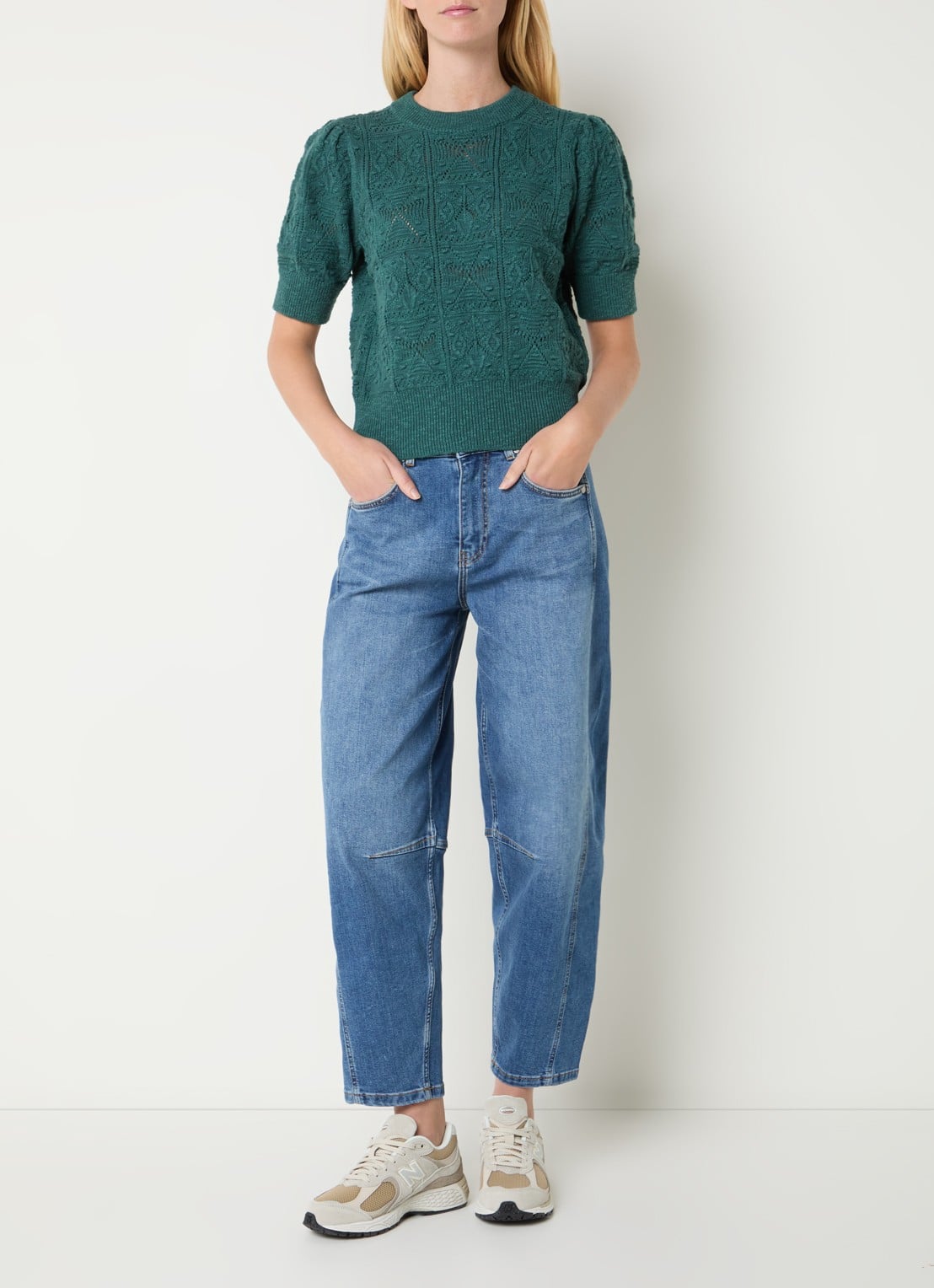 Josephine & Co Dieuwertje top met broderie - voorkant 2 donkergroen