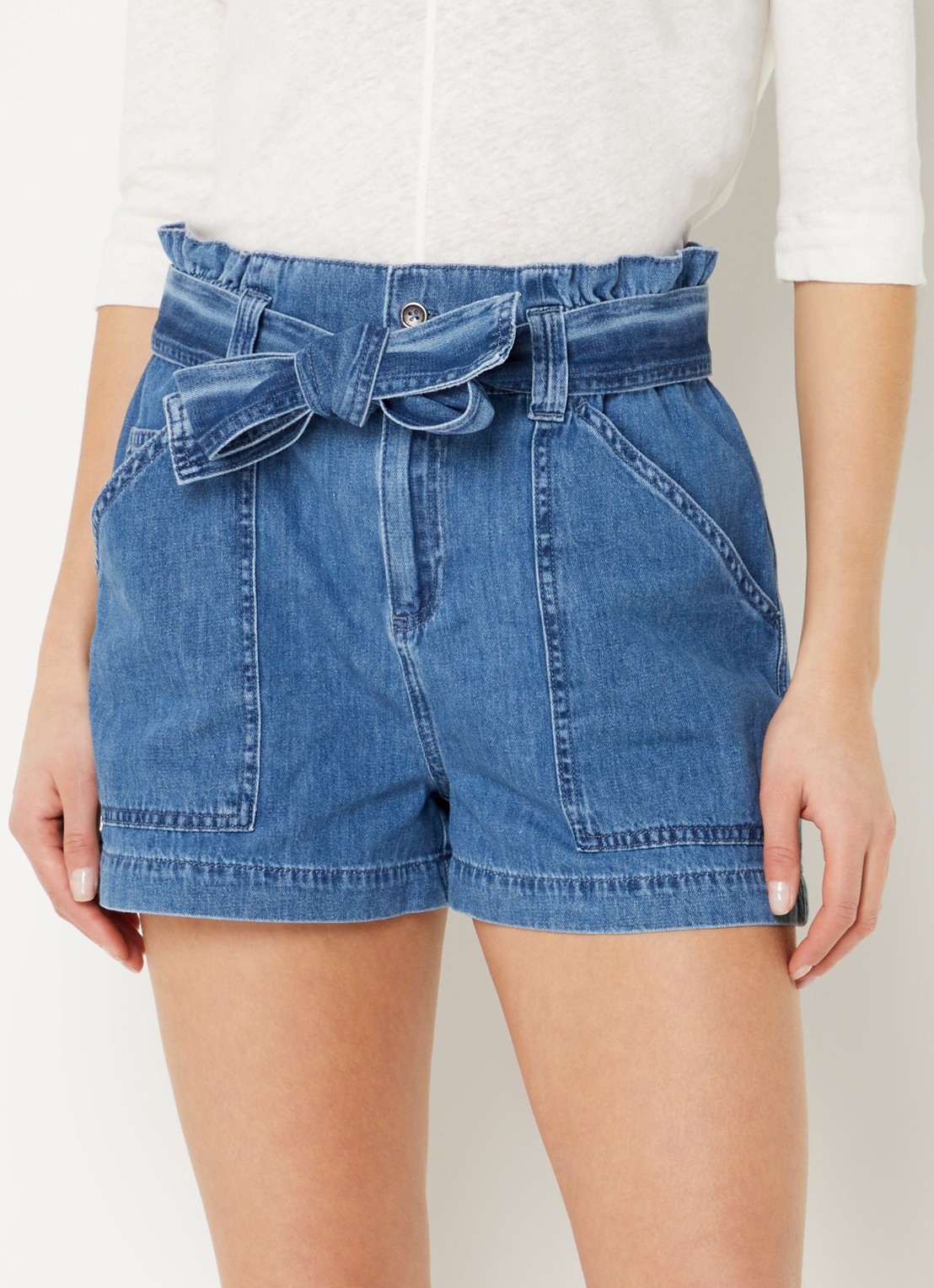 Josephine & Co Glenda high waist straight fit korte broek met strikceintuur  - detail 4 jeans