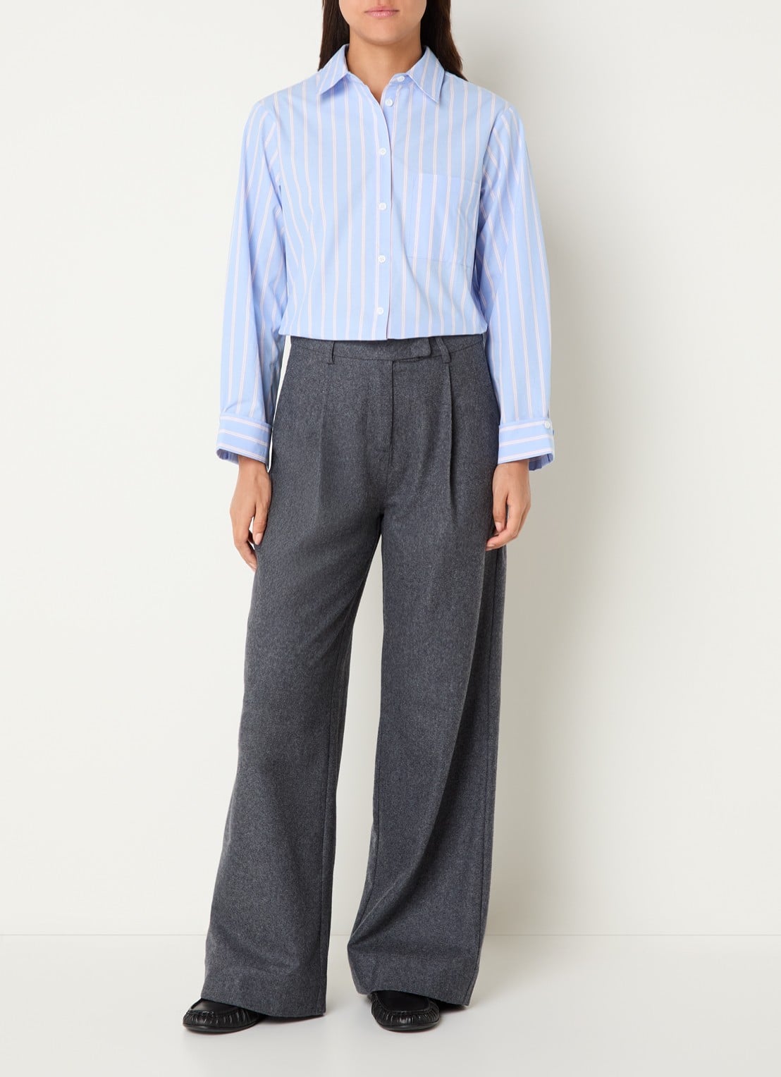 Josephine & Co Leon blouse met streepprint - voorkant 3 lichtblauw
