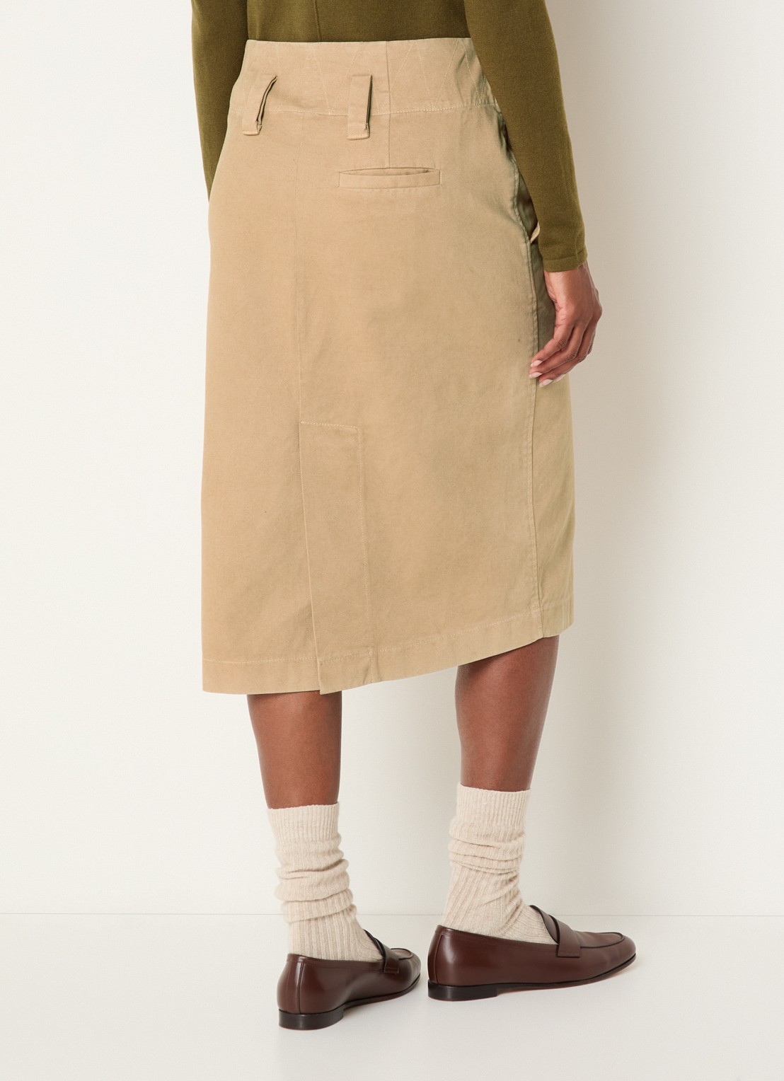 Josephine & Co Midi rok met steekzakken - achterkant 2 camel