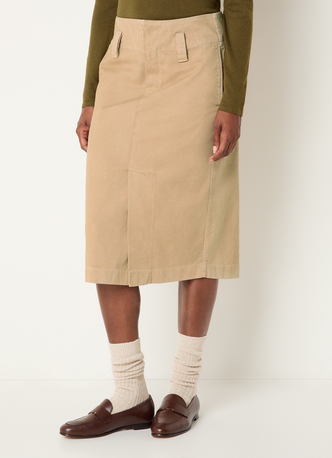 Josephine & Co Midi rok met steekzakken - detail camel