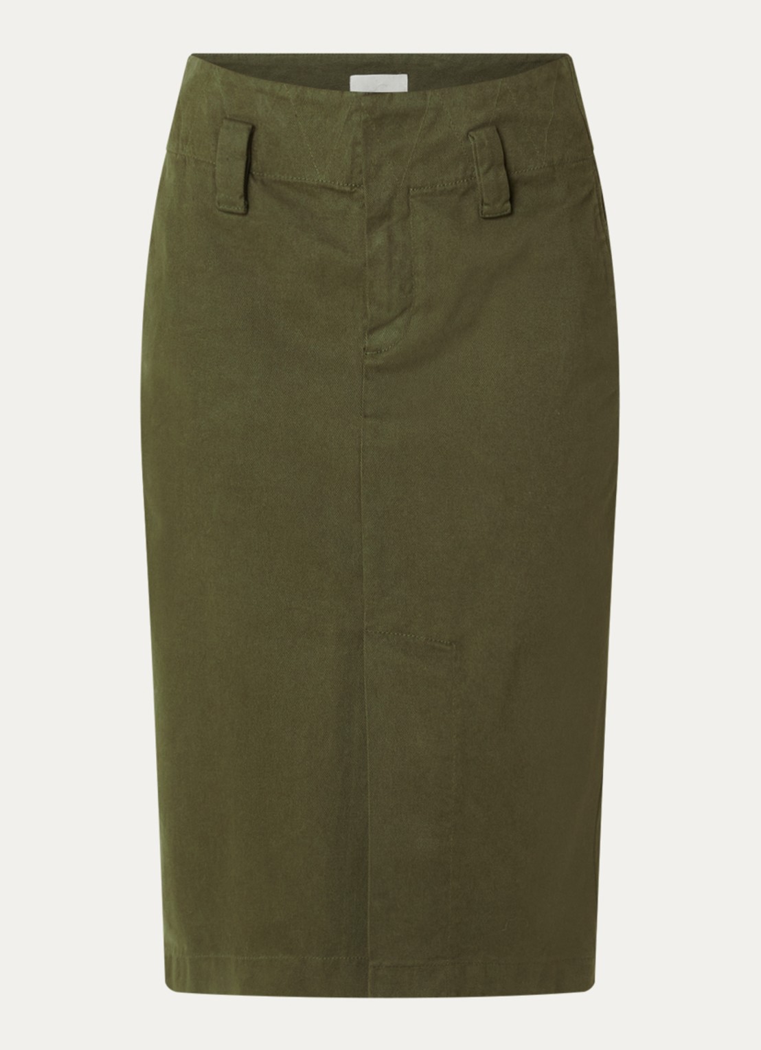 Josephine & Co Midi rok met steekzakken - voorkant legergroen