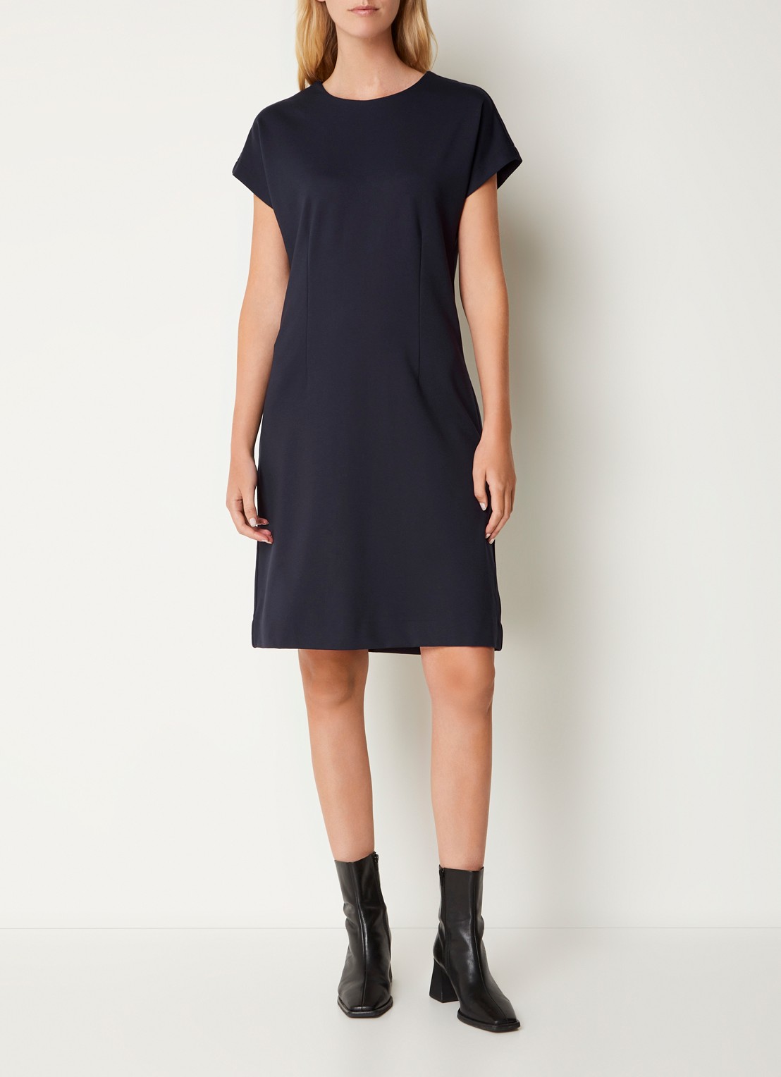 Josephine & Co Peggy mini jurk van jersey met ritsdetail - voorkant 2 donkerblauw