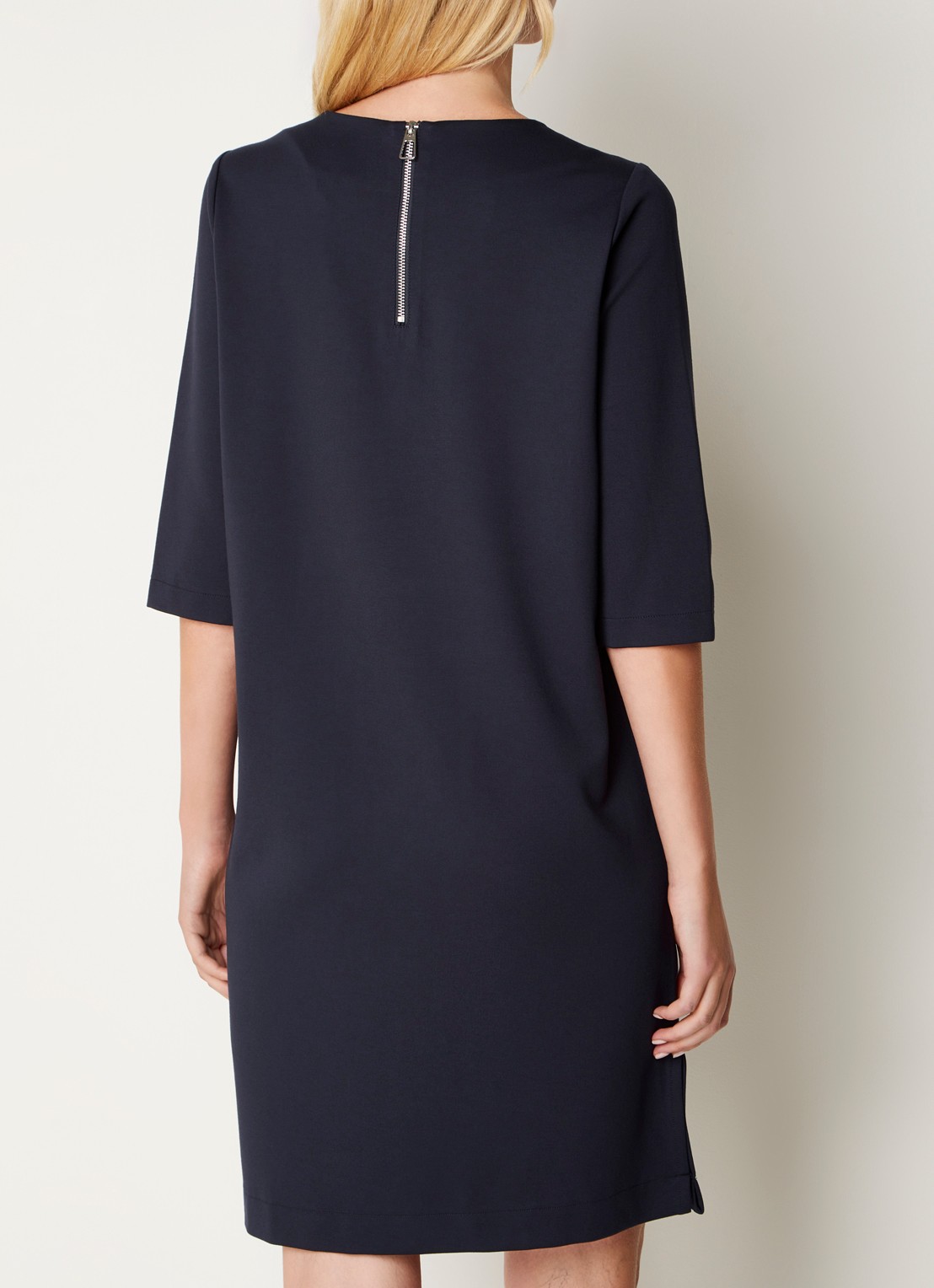 Josephine & Co Polly mini jurk van jersey met opgestikte zakken  - achterkant 4 donkerblauw