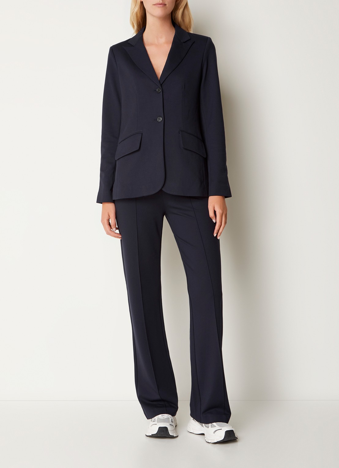 Josephine & Co Puck blazer van jersey met klepzakken - voorkant 4 donkerblauw