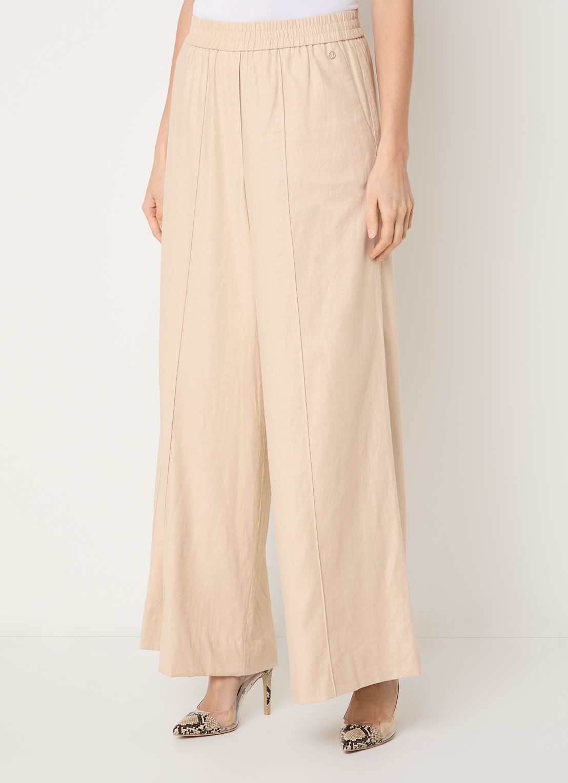 JOSH V Aries high waist loose fit pantalon met steekzakken - detail 3 creme