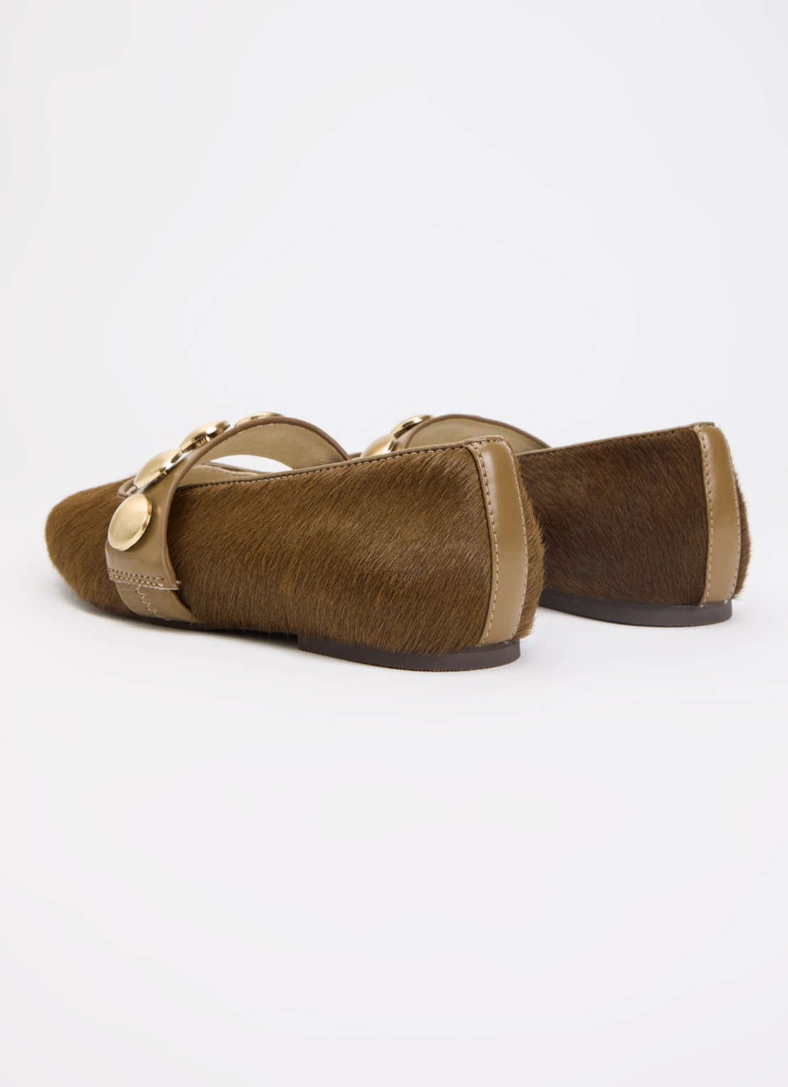 JOSH V Carlise ballerina van leer  - achterkant 6 donkerkhaki
