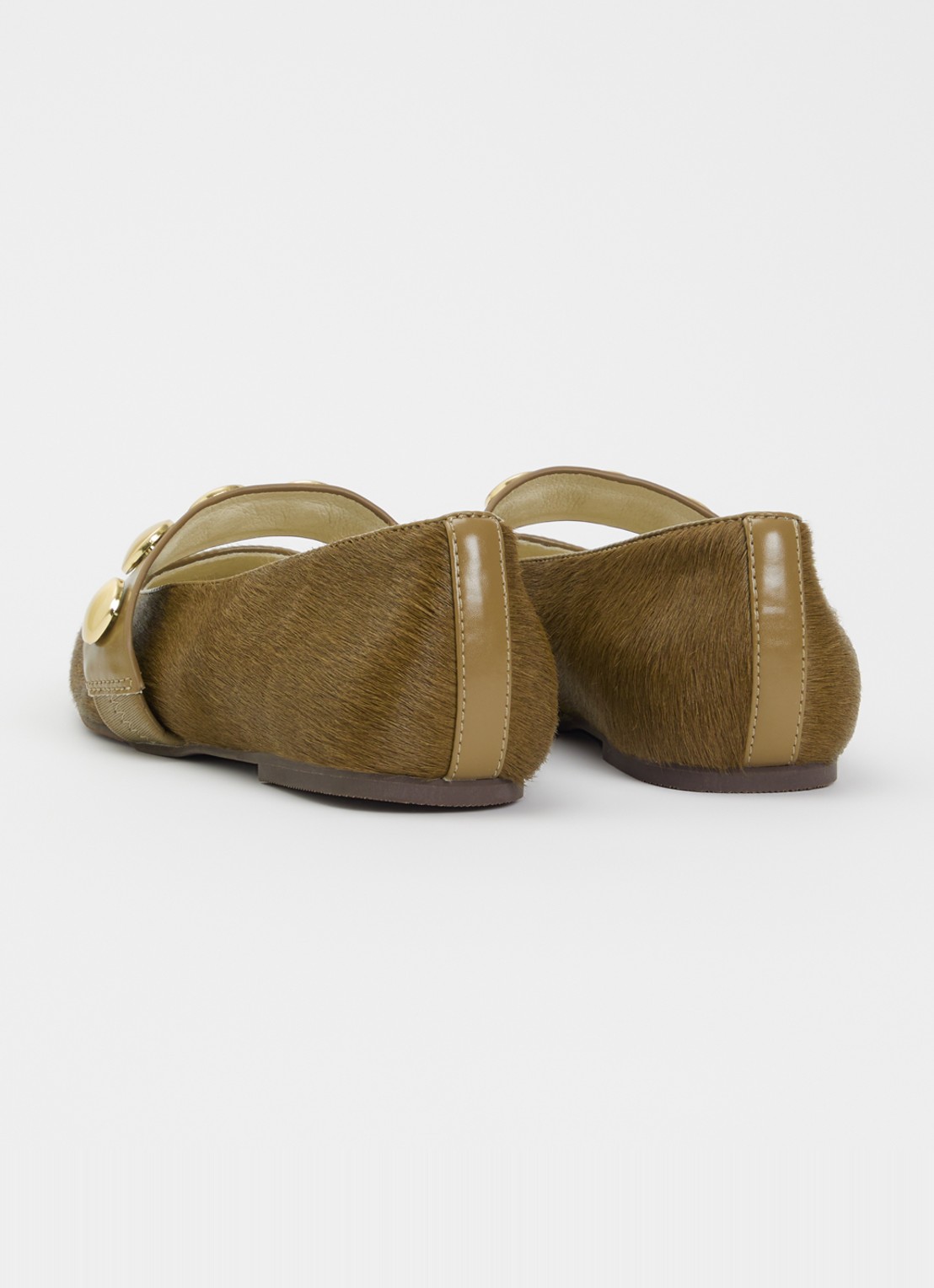 JOSH V Carlise ballerina van leer  - achterkant 7 donkerkhaki