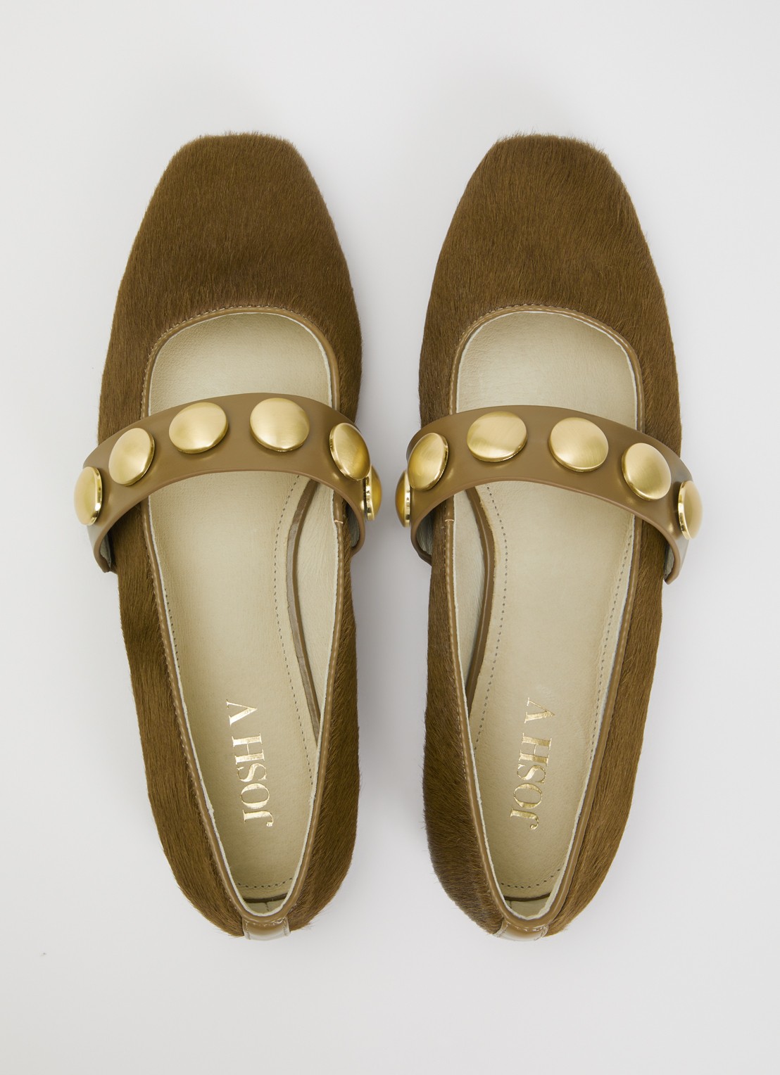 JOSH V Carlise ballerina van leer  - detail 5 donkerkhaki