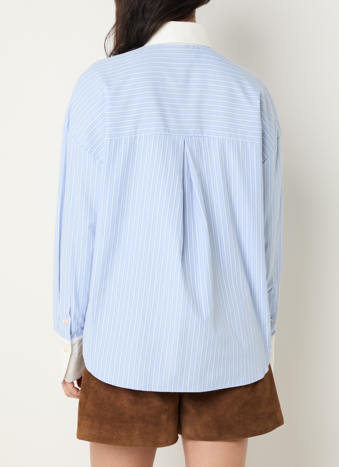 JOSH V Celestine blouse met streepprint en pailletten - achterkant 4 lichtblauw