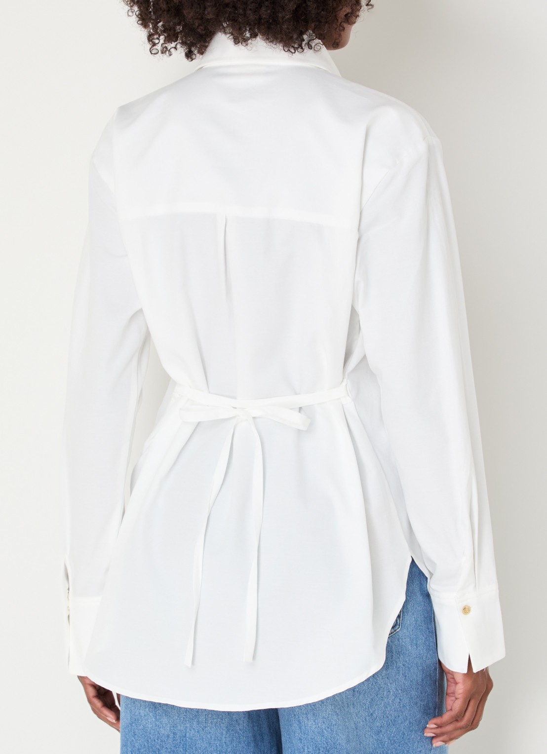 JOSH V Chenda blouse met strikceintuur - achterkant 4 gebroken wit