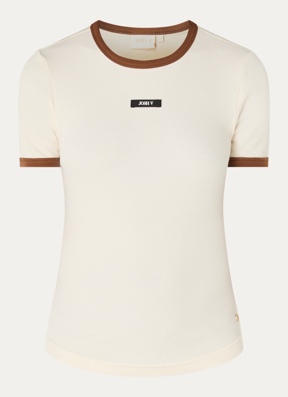 JOSH V Cody T-shirt met logo - voorkant 2 gebroken wit