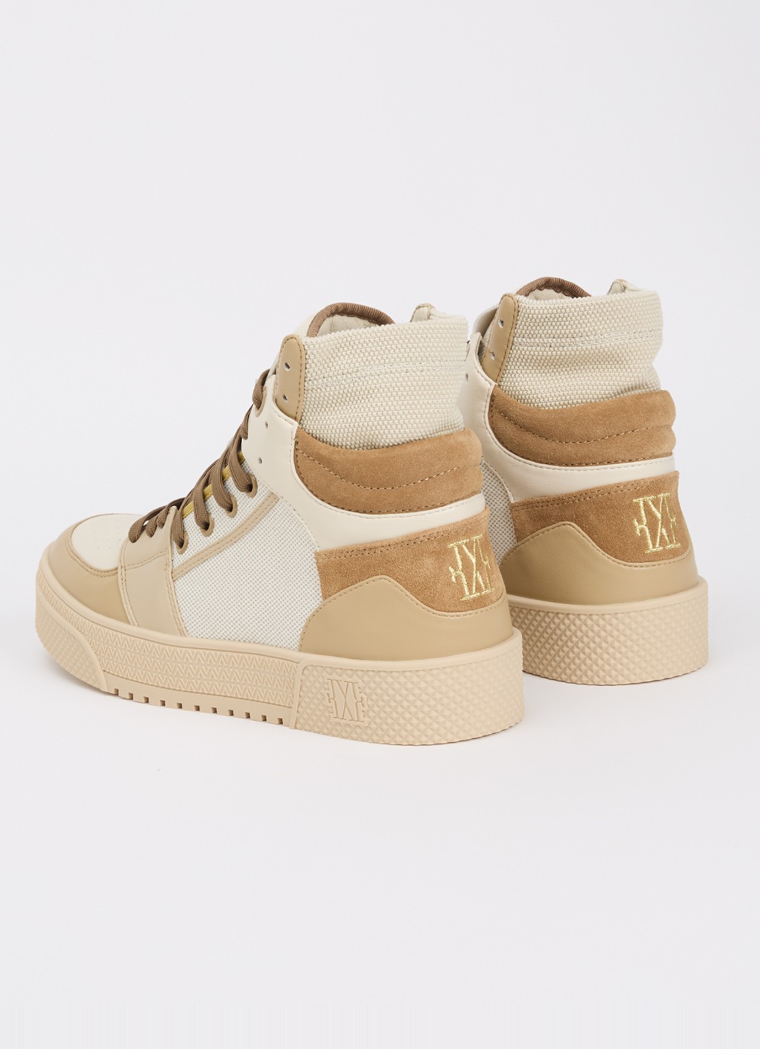 JOSH V Cynthia sneaker met details van leer - achterkant 3 creme