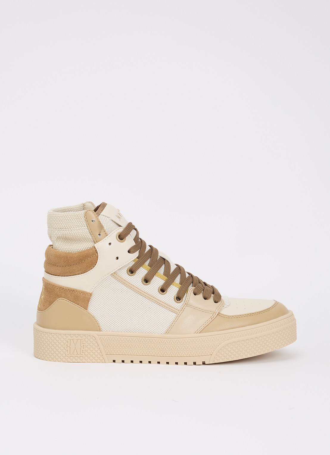 JOSH V Cynthia sneaker met details van leer - voorkant 4 creme