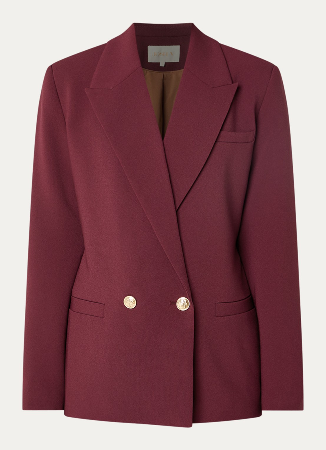 JOSH V Dee double-breasted blazer met ceintuur en paspelzakken - voorkant 2 bordeauxrood