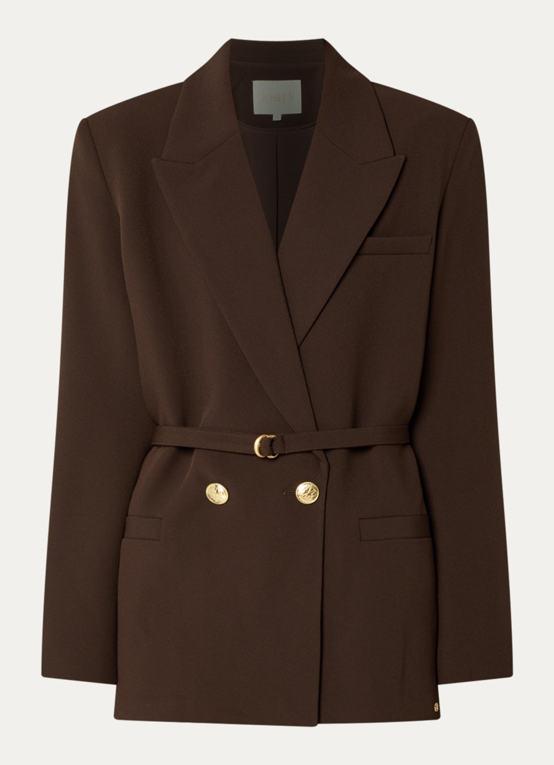 JOSH V Dee double-breasted blazer met steekzakken - voorkant 2 donkerbruin