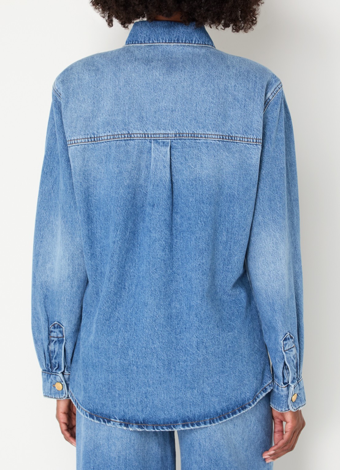 JOSH V Dessie overzised blouse van denim  - achterkant 2 indigo