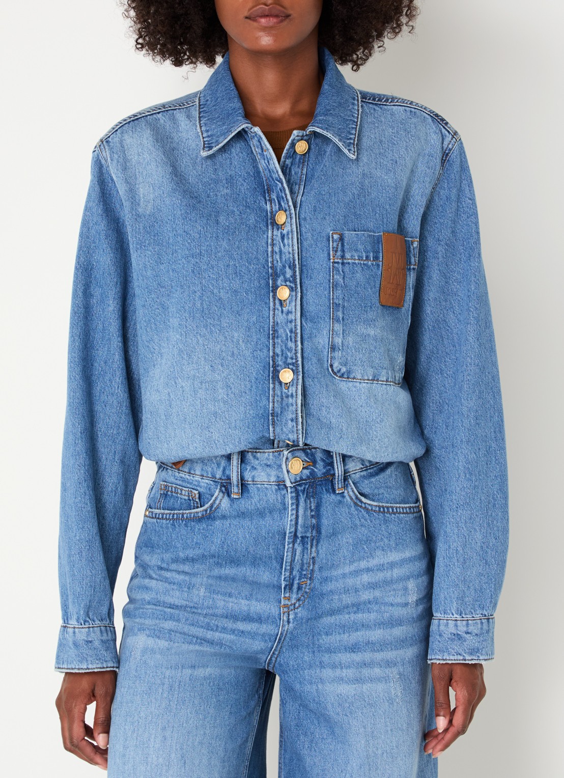 JOSH V Dessie overzised blouse van denim  - detail indigo