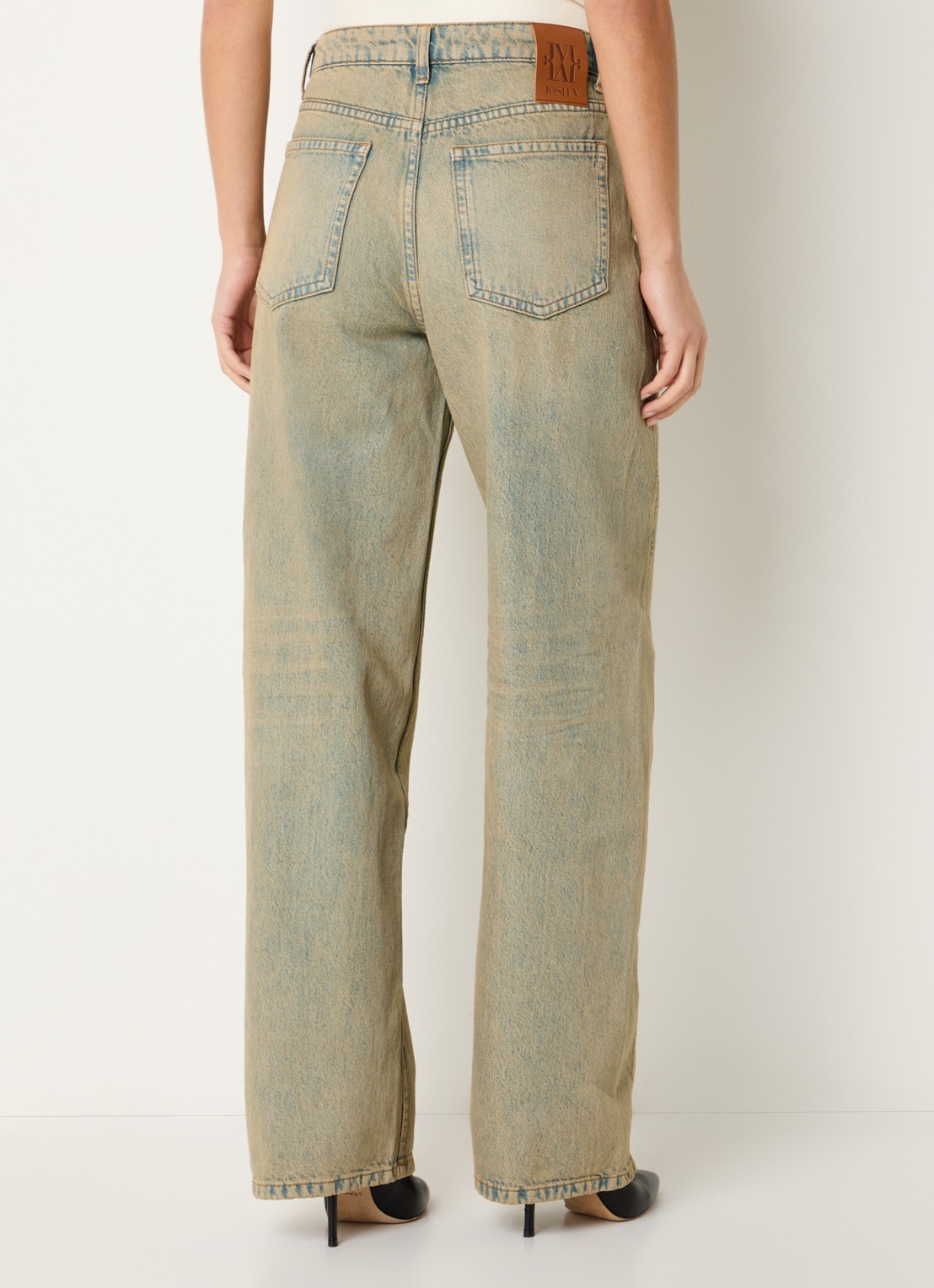 JOSH V Dewi mid waist wide leg jeans met gekleurde wassing - achterkant 5 lindegroen