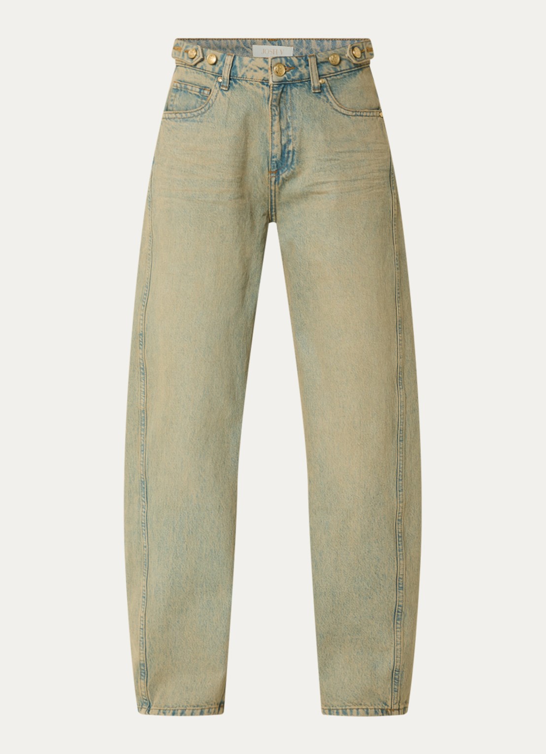 JOSH V Dewi mid waist wide leg jeans met gekleurde wassing - voorkant 3 lindegroen