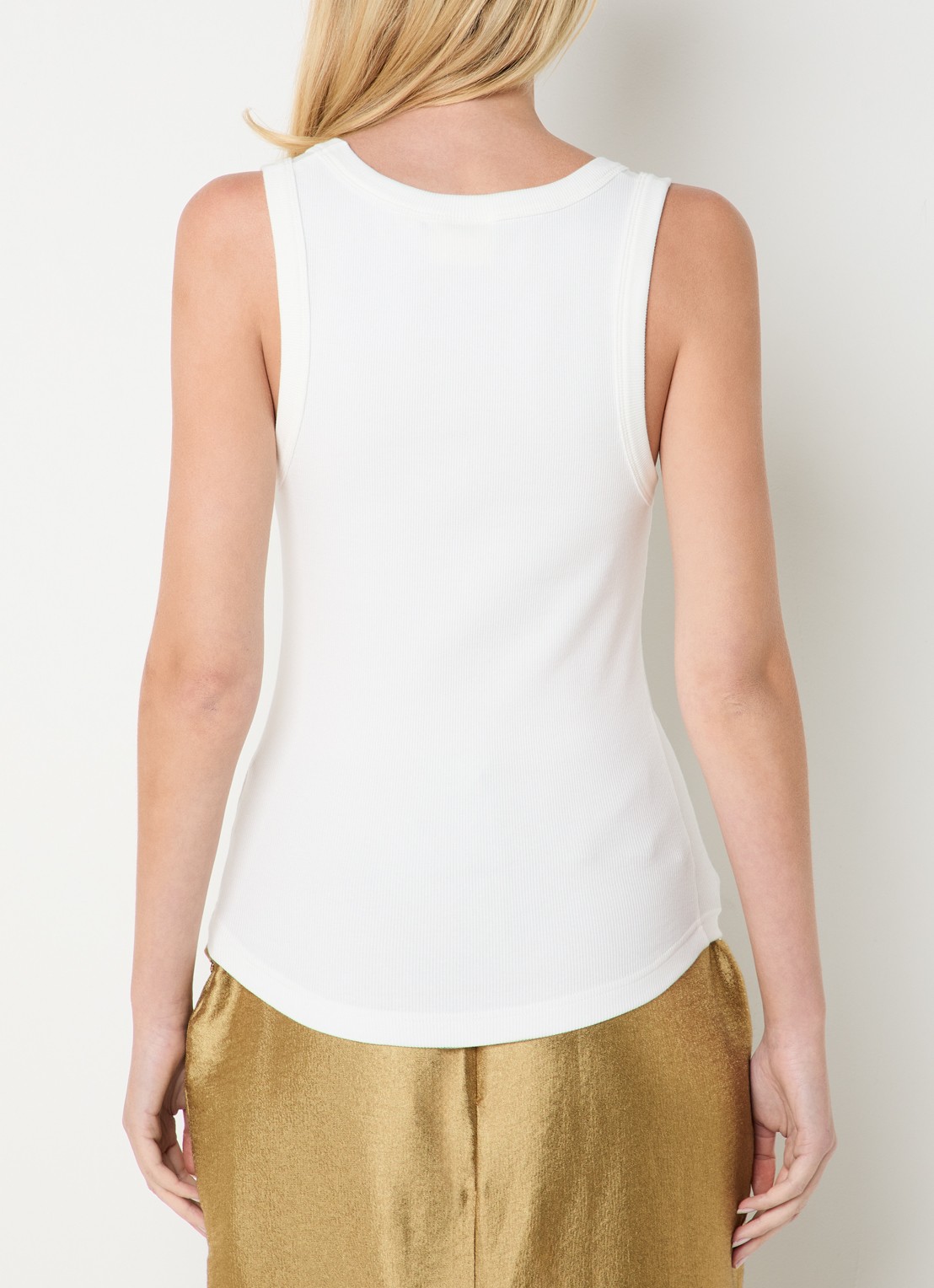 JOSH V Dieda ribgebreide tanktop met logo - achterkant 3 gebroken wit